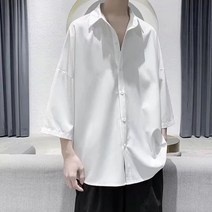남성용 블랙101 스타고프 오버핏 미니멀 7부 셔츠 FC-2320879