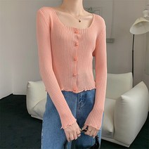 레몬소울 여성용 와포니 골지 스퀘어 가디건