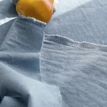 16수 워싱 비비드 자연염색 린넨 원단, 다운블루