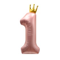 이자벨홈 생일파티 왕관 숫자 풍선 1 초대형, 핑크, 1개