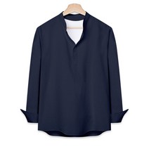 남성용 옥스포드 헨리넥 긴팔 셔츠