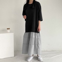 보리맘 스트 배색 임산부 원피스 a234