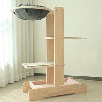 캣츠빌 고무나무 UV코팅 원목 아쭈 캣타워 H A타입, 그레이(천해먹 상단), 베이비핑크(하단), 브라운(카페트), 1개