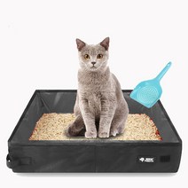 리젠스 고양이 휴대용 방수 접이식 모래 화장실 + 모래삽 세트, 검정(화장실), 랜덤발송(삽)