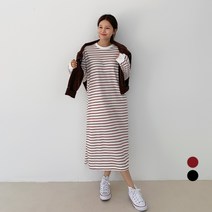 바블링브룩 여성용 스트라이프 루즈핏 롱 원피스