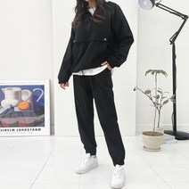 가비진 여성용 아노락 후드 반집업 긴팔 트레이닝 상하의 세트 23-005