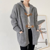 슈가펀 여성용 알든모 꽈배기 더플 코트 가디건