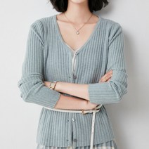 마켓A 여성용 골지 슬림 컬러 브이넥 가디건