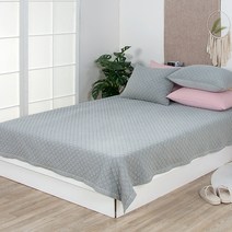 천솜이 60수 아사 면 워싱 누빔 피그먼트 이불 겸 침대 패드, 그레이