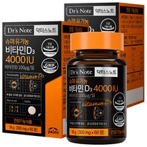 팔레오 닥터스노트 슈퍼유기농 비타민D3 4000 IU 18g, 2개, 60정