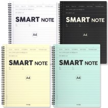 뭉구 스마트 절취 PP 노트, 화이트, 민트, 옐로우, 블랙, 4개