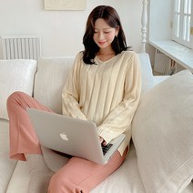 로미스토리 여성용 베이직 트임 브이넥 니트