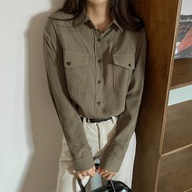 여성용 레이온 플랩 포켓 셔츠