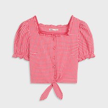 미쏘 크롭 체크 블라우스