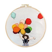코쿼드 DIY 초보자용 십자수 프랑스자수 패키지 세트 20cm, 1세트, 풍선든아이