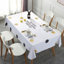 마켓에이 북유럽감성 PVC 가정용 식탁보, 도트, 137 x 220 cm