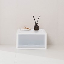 샤바스 1단 수납박스, 화이트 + 투명, 1개