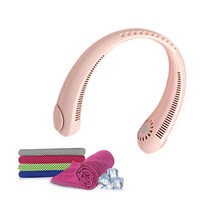 디월스 너플 넥밴드 선풍기 + 드라이 쿨타올, 핑크(선풍기), 랜덤발송(쿨타올), CL-A206