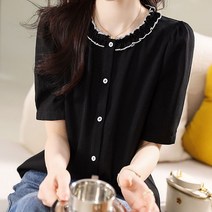 포플러앤씨 리션 넥 프릴 블라우스