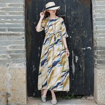 소프트홀릭 빅사이즈 루즈핏 린넨 롱원피스