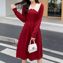 루나글램 귀여운 리본넥카라 임산부 스웨터 원피스 KMS005