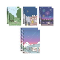 아이비스 소소일상 A5 스프링노트 11971 4종 x 2p 세트, 지하철, 들판, 옥상, 불꽃놀이, 1세트