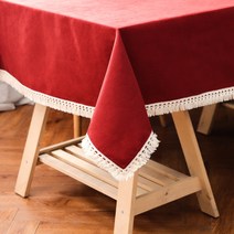 부스마켓 퓨어 컬러 쉬폰 레이스 식탁보, 레드, 90 x 140 cm