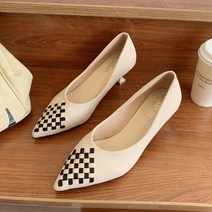 명양피프 여성용 체크 패턴 펌프스 5cm YT_RA2878
