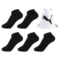 푸마 남성용 스포츠 스니커즈 발목양말 5족 + 짐색 세트, 블랙(양말)