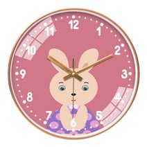 귀여운 교육용 캐릭터 벽시계, 토끼 + 로즈골드