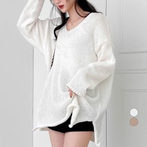 에비뉴비 여성용 루즈핏 브이넥 니트