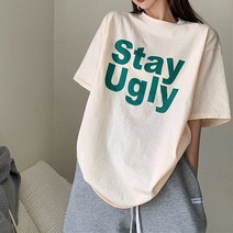 레몬소울 여성용 피피 레터링 오버핏 반팔티