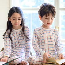보누맘 아동용 타일 체크 9부 쟈가드 실내복 상하 세트