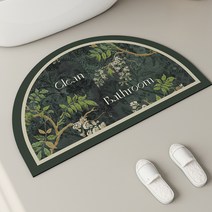 위더홈 모던 컨셉 플라워 하프문 발매트, 그린