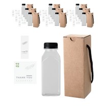 사각 더치 페트 300ml + 블랙 캡 + 스티커 LB11M 세트, 10세트