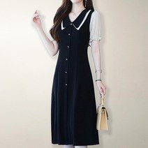 여성용 더블 카라 원피스