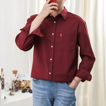 남성용 솔리드 오버핏 링클프리 긴팔 셔츠