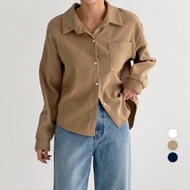 바블링브룩 여성용 아웃 기모 피치 세미 크롭 셔츠