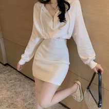 MA 심플 베이직 미디 후드 원피스