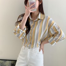 단하루 여성용 린다샵 여니븐 박시 배색 스트라이프 셔츠 NB1888K21
