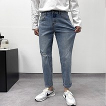 머시따 남성용 칼집구제 데미지 워싱 청바지