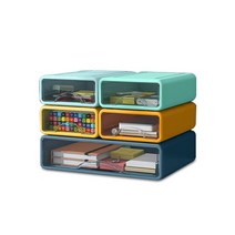 마켓플랜 세레니티 투명 수납함 소 4종 + 대 세트 1, 스카이블루(소), 민트(소), 옐로우(소), 오렌지(소), 네이비(대)