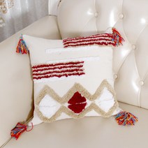 기하학 패턴 자수 태슬 소파 쿠션, 15