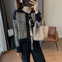 패션풀 여성용 하운드 언발 체크 가디건 28947