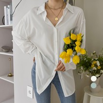 세컨그라운드 여성용 루즈핏 백슬릿 블라우스