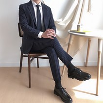 언탭트 남성용 15미리 스트라이프 수트 정장세트