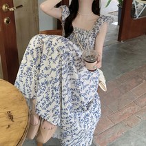 DM 주름 숄더프릴 나시 원피스