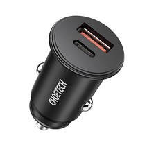 초텍 PD+QC 고속 차량충전기, 블랙, TC0006