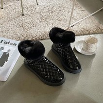 안다로미 여성용 스퀘어패턴 어그 부츠 3cm