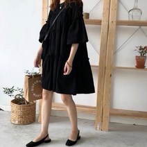 마켓레브 간절기 셔링 임산부 원피스